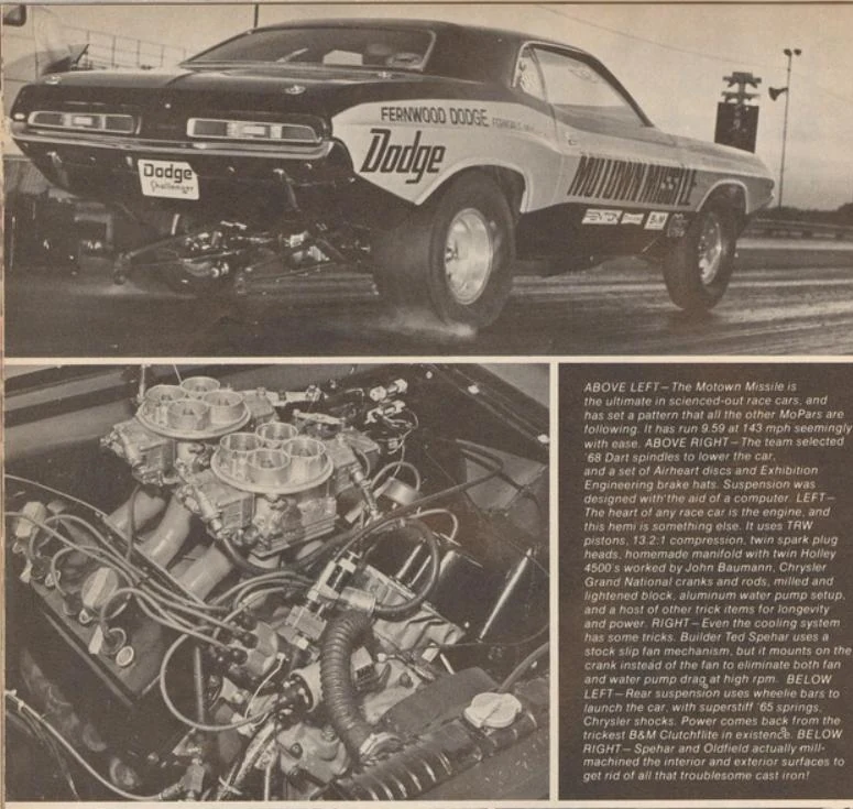 Period Super Stock source page with engine and testing imagery